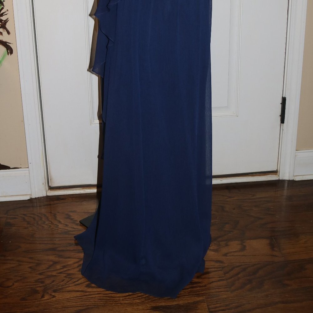 David's Bridal formal gown size 10 strapless navy blue - Picture 8 of 12